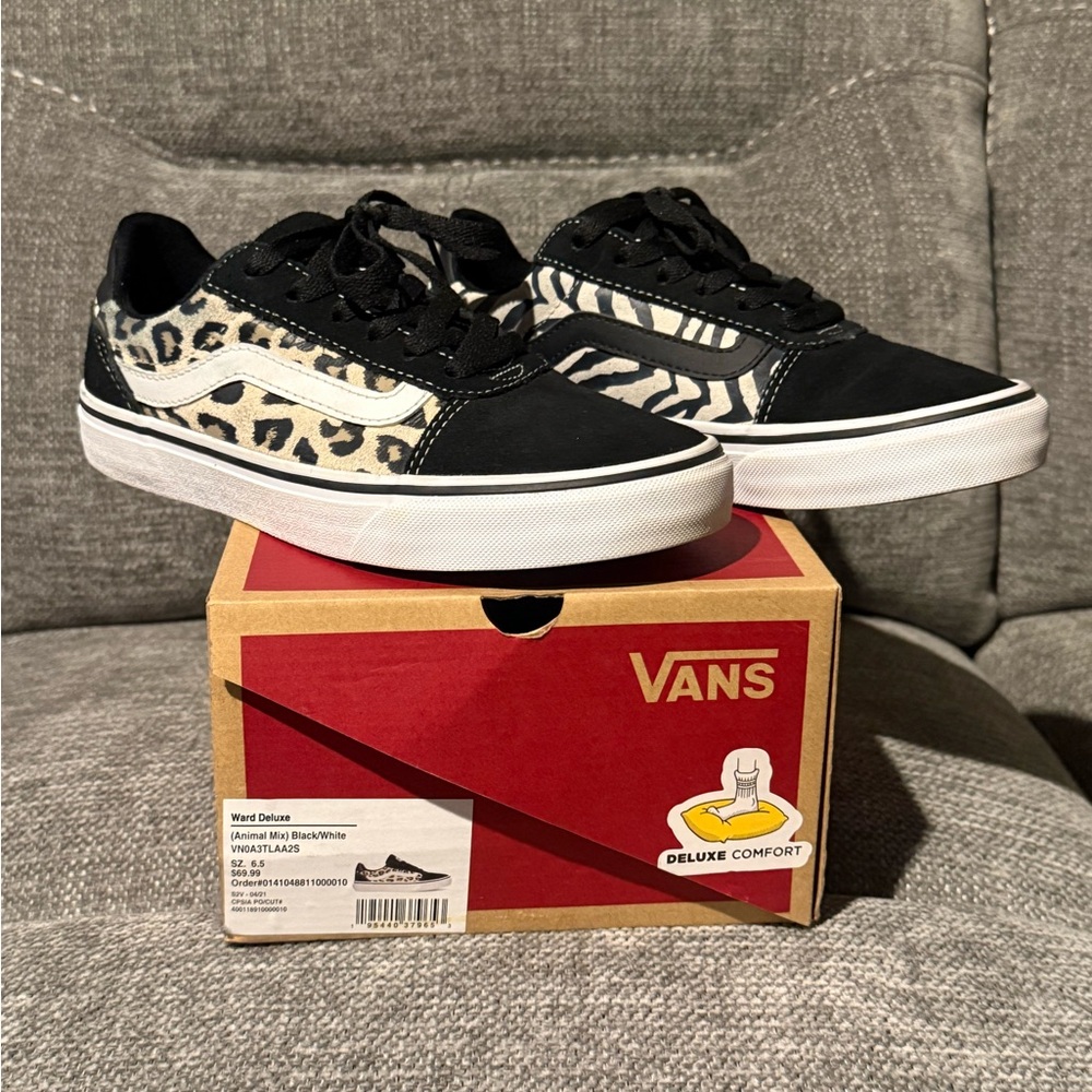Vans Black and White Animal Pattern Sneakers